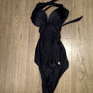 Black One Piece Cut Out Suit